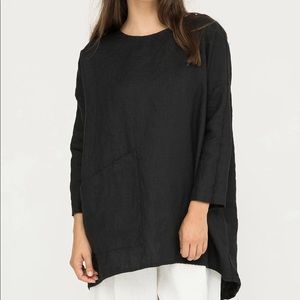 Elizabeth Suzann - Long-Sleeved Harper Tunic - Midweight Linen - Black - OS